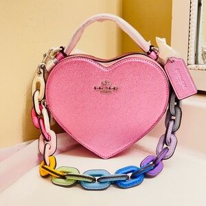 Coach Pink Metallic Heart Crossbody
